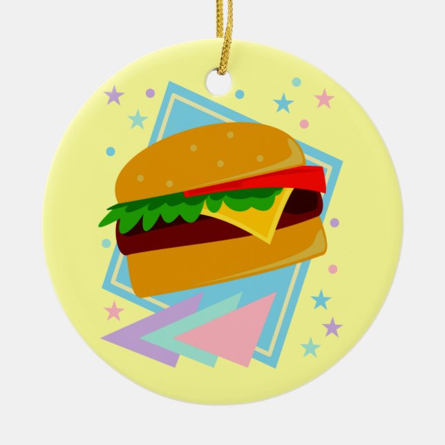 Cute Yummy Burger Ceramic Ornament (Front)