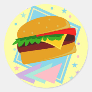 Cute Yummy Burger Classic Round Sticker