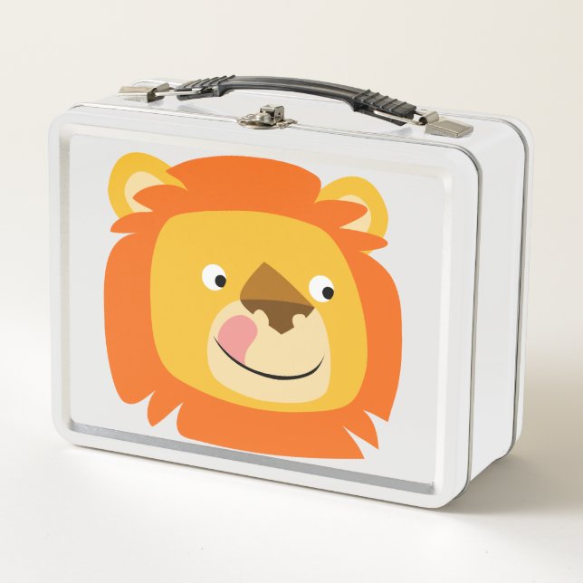 Cute Yummy Cartoon Lion Metal Lunch Box (Front)