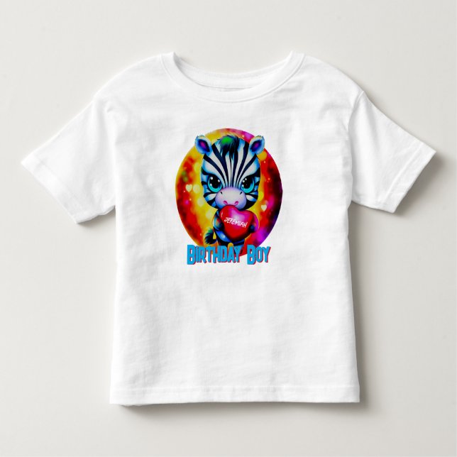 Cute Zebra Birthday Boy Toddler T-Shirt (Front)
