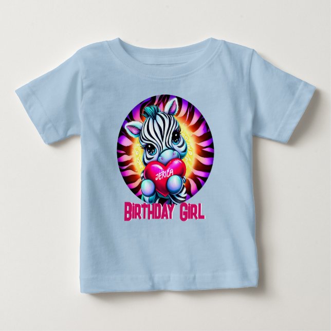 Cute Zebra Birthday Girl Baby T-Shirt (Front)