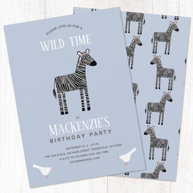 Cute Zebra Boy Birthday Party Invitation (Creator Uploaded)