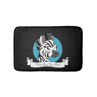 Cute zebra cartoon bath mat