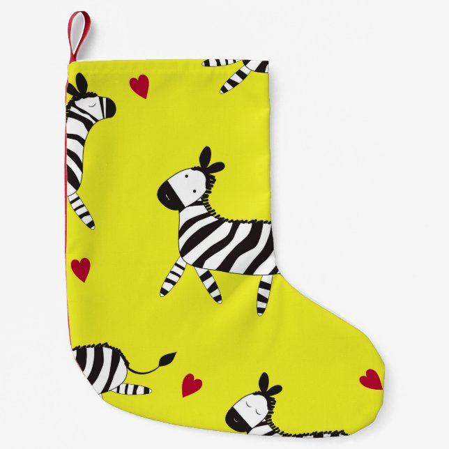 Cute Zebra cartoon seamless pattern background ill Small Christmas Stocking (Front)