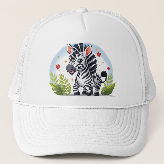 Cute zebra cartoon trucker hat (Front)