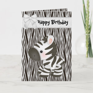 Cute Zebra & Cupcake (inside) Birthday Card