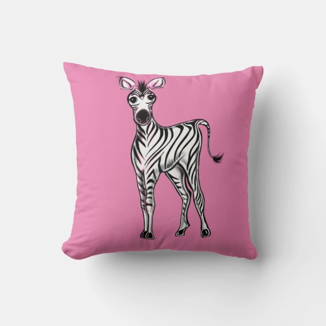 Cute Zebra drawing, safari animals  Cushion (Front)