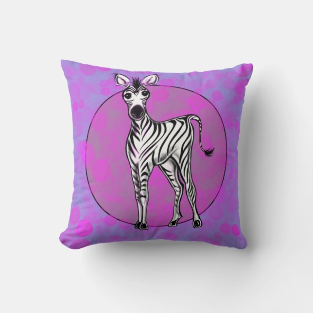 Cute Zebra drawing, safari animals  Cushion (Front)