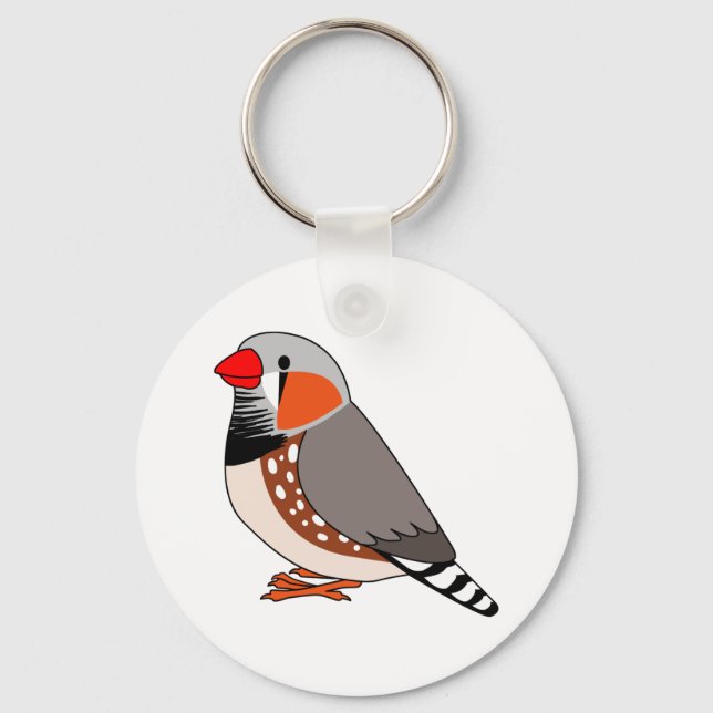 Cute zebra finch cartoon drawing key ring (Front)