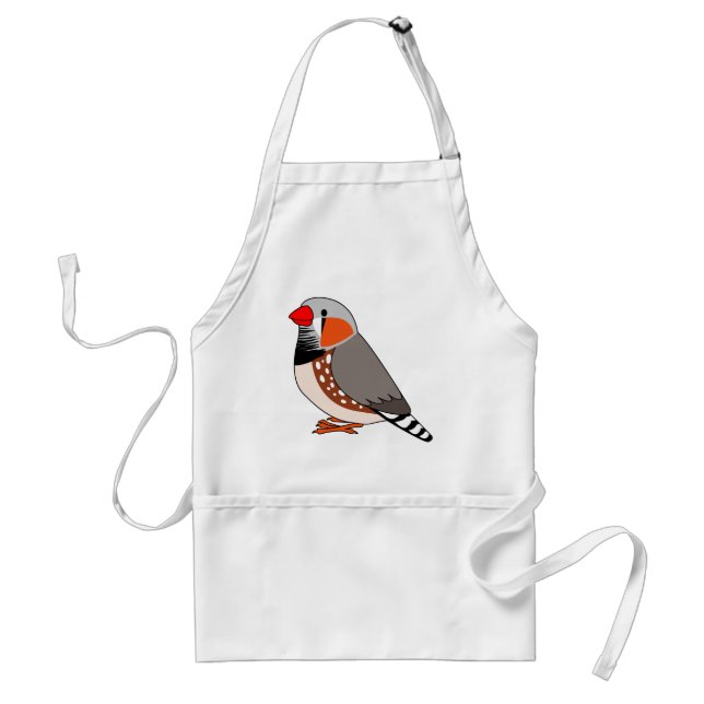 Cute zebra finch cartoon drawing standard apron (Front)