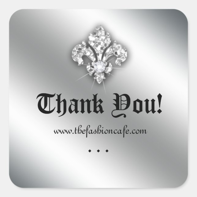 Cute Zebra Fleur de lis Glitter Silver Anniversary Square Sticker (Front)