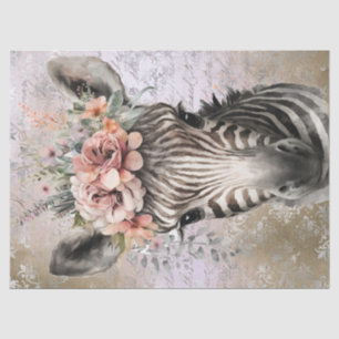 Cute Zebra Floral Watercolor Tissue Paper