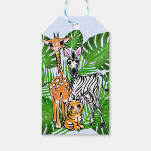 Cute zebra giraffe tiger jungle theme gift tags
