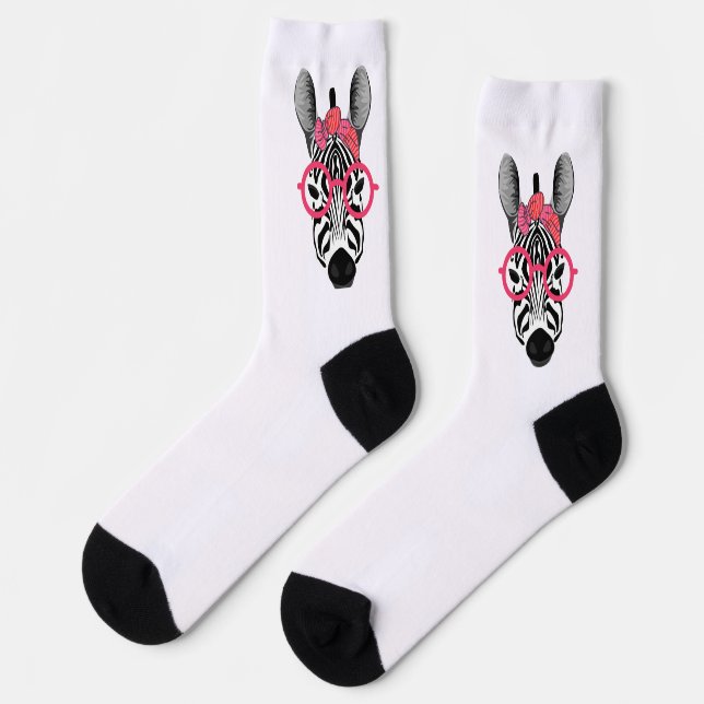 Cute Zebra girl Crew Socks (Left)