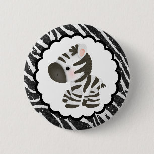 Cute Zebra & Glitter Animal Print 6 Cm Round Badge