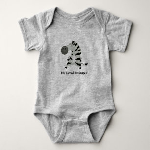 Cute Zebra: I've Earned My Stripes! Baby Bodysuit