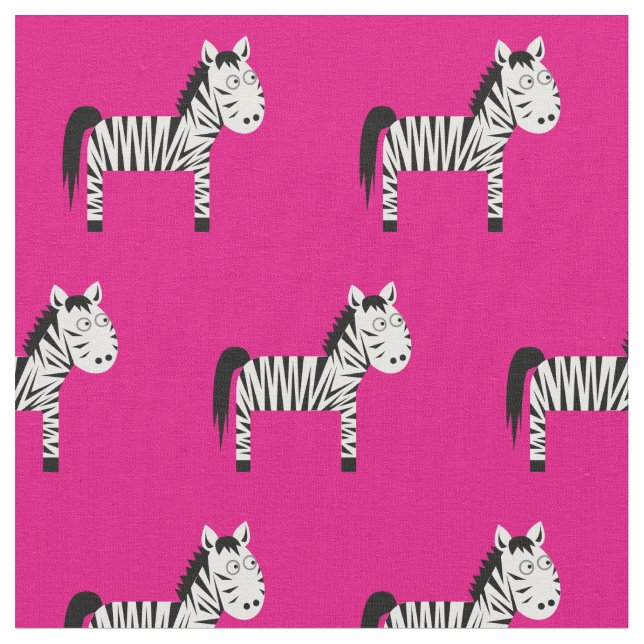 Cute Zebra Kid Baby Nursery Pink Fabric (Close Up)