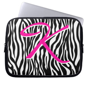 Cute Zebra laptop sleeve Monogram Black White k
