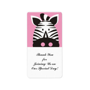 cute zebra on pink label