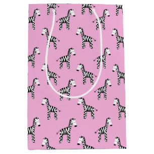 Cute zebra pink medium gift bag