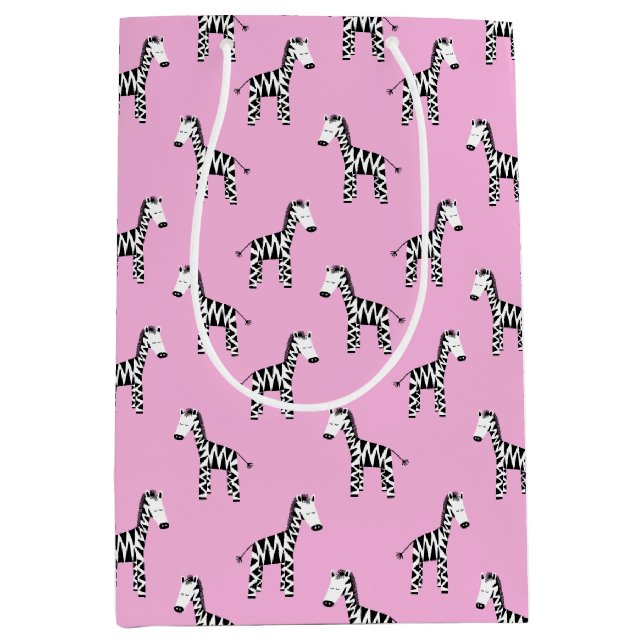 Cute zebra pink medium gift bag (Front)