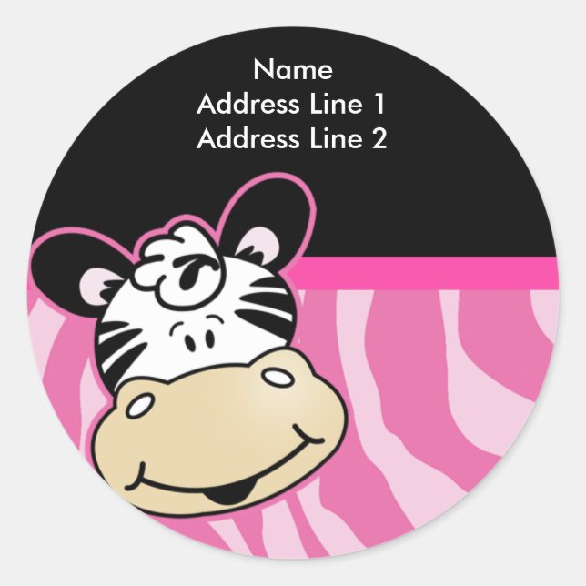 Cute Zebra Pink Stripe Address Label envelope seal (Front)