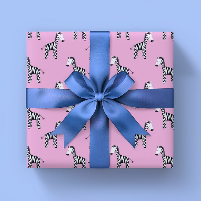 Cute zebra pink wrapping paper (Cute pink zebra wrapping paper perfect for girls birthday gifts)