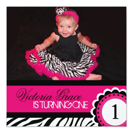 Cute Zebra Print Birthday Party Invitation