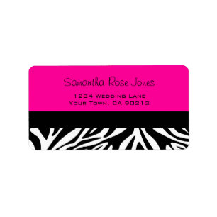 Cute Zebra Print Custom Hot Pink Address Label