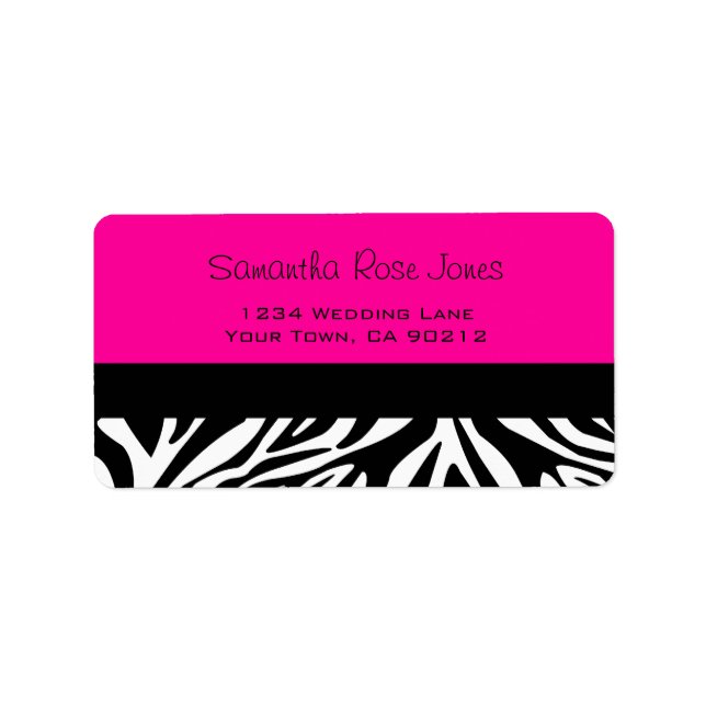 Cute Zebra Print Custom Hot Pink Address Label (Front)