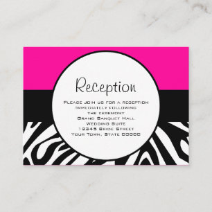 Cute Zebra Print Custom Hot Pink Reception Info Enclosure Card