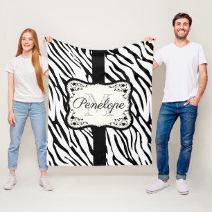 Cute Zebra Print Fleece Blanket