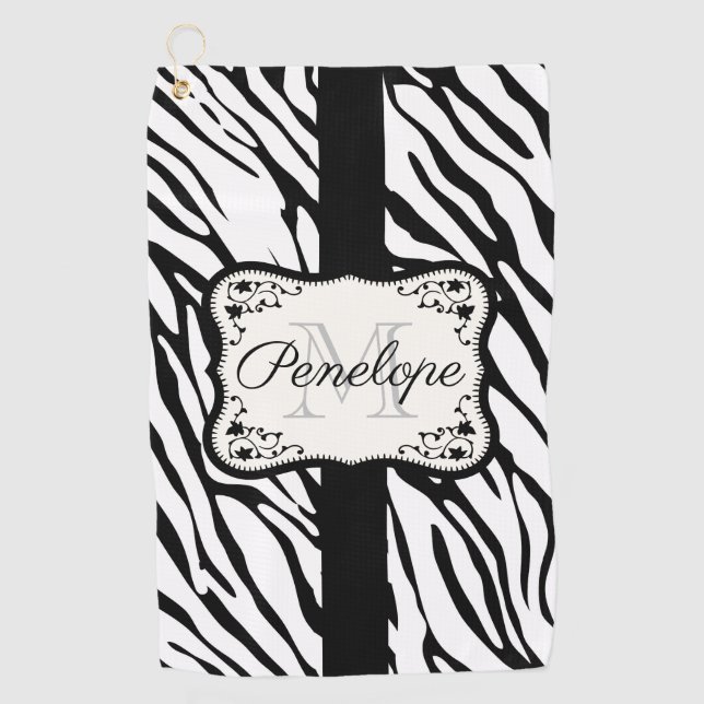 Cute Zebra Print Golf Towel (Front)