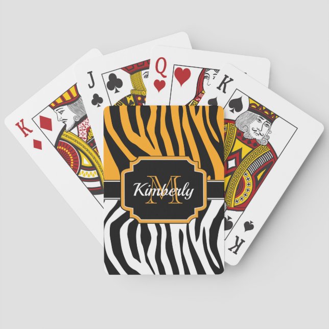 Cute Zebra Print Playing Cards (Back)