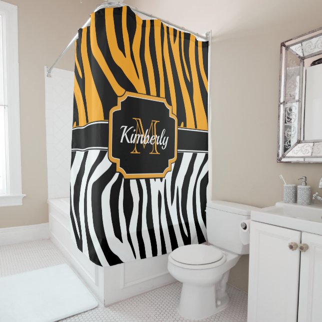 Cute Zebra Print Shower Curtain (In Situ)