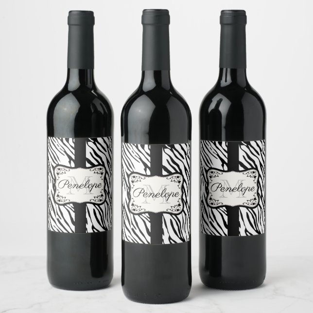 Cute Zebra Print Wine Label (Bottles)