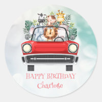 Cute Zebra Race car Safari jungle Birthday party