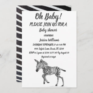 Cute Zebra Safari Jungle pattern animal Baby boy Invitation