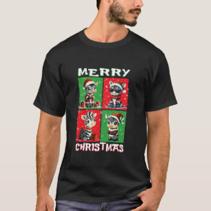 Cute Zebra Santa Animals Lover Merry Christmas Tre T-Shirt