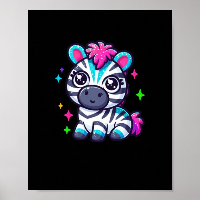 Cute Zebra Sticker  Poster (Front)