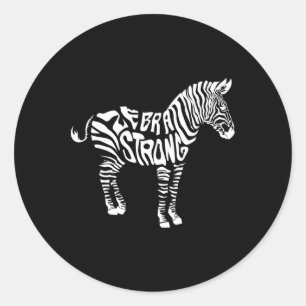 Cute Zebra Strong Ehlers Danlos Syndrome Awareness Classic Round Sticker