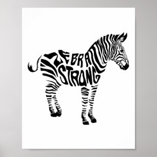 Cute Zebra Strong Ehlers Danlos Syndrome Awareness Poster