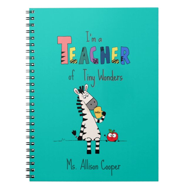 Cute Zebra Teacher  Notebook (Front)
