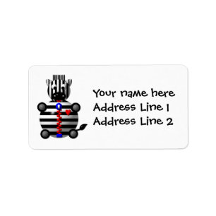 Cute zebra with a zipper label