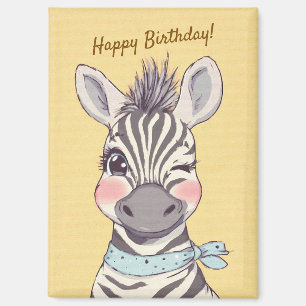 Cute Zebra with Bandana Kids Birthday Invitation Magnet