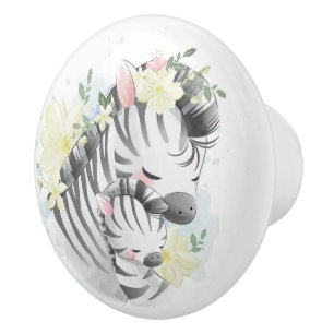 Cute Zebras  Ceramic Knob