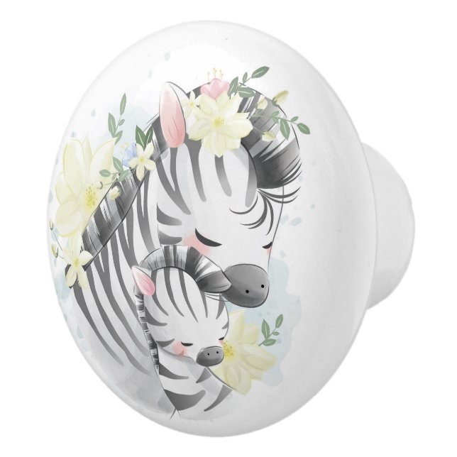 Cute Zebras  Ceramic Knob (Right)
