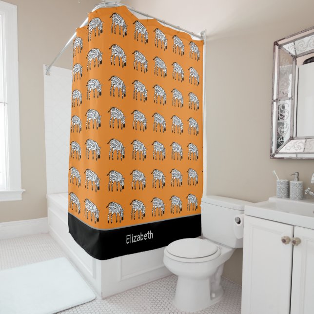 Cute Zebras Pattern Shower Curtain (In Situ)