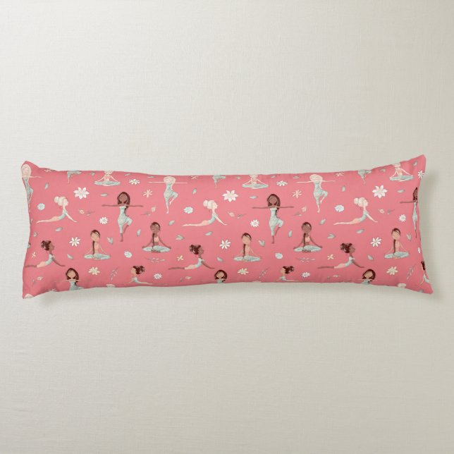 Cute Zen Yoga Meditation Pink Girly Namaste Body Cushion (Back)