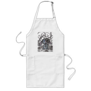 Cute Zentangle Bunny and Chequerboard Flower Apron